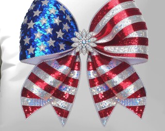 Laço de coquete dos EUA com strass falso PNG, Laço da bandeira americana PNG, 4 de julho patriótico, PNG patriótico, Garota americana patriótica
