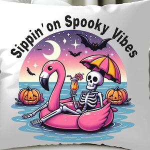 Sippin On Spooky Vibes Png,  Spooky Summer Halloween, Smmerween Png, Summerween Vibes, Summer Shost, Spooky Summer, Halloween Clipart