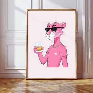 Pink Panther Poster Print, Classic Character Wall Print, Pink Panther PNG, Pink Panther Shirt Design, Pink Panther Shirt Sublimation, Png