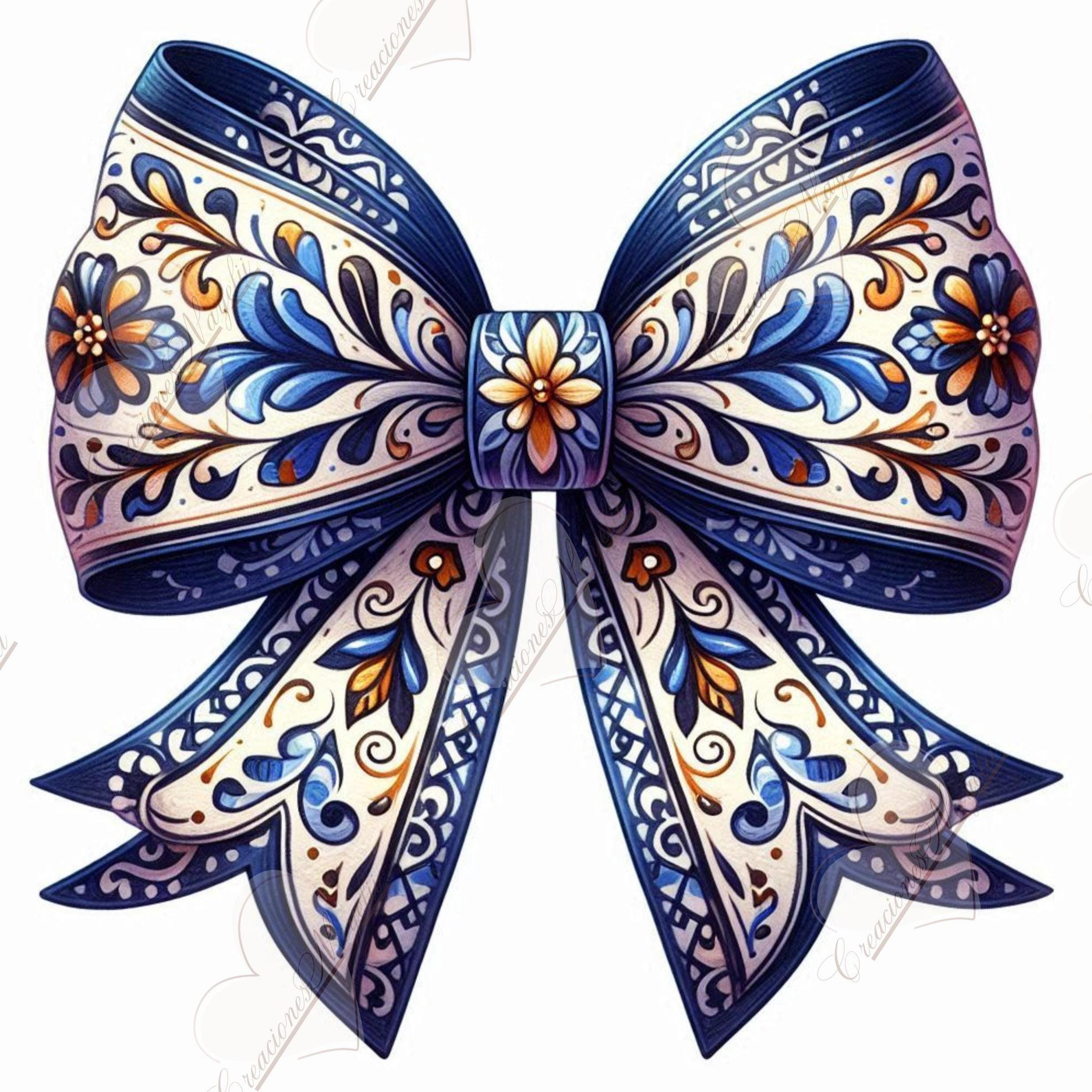 Laço Coquette Talavera / Estilo Coquette de Sublimação / Download Instantâneo / Padrão Espanhol / Laço Adorável / Laço Mexicano Fofo / PNG / Talavera