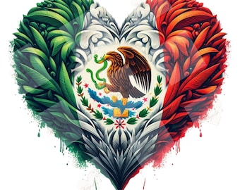 Mexican Flag Heart PNG: Sublimation Design (Digital Download)