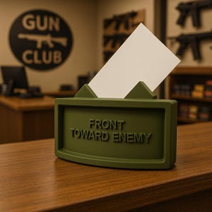 Claymore Mine Visitenkartenhalter - 3D gedruckte vom Militär inspirierte Schreibtischanzeige | Taktische Büro Deko