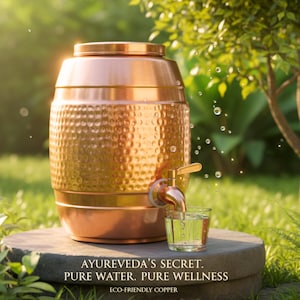 Hamrad vattendispenser i ren koppar – Handgjord ayurvedisk vattenbehållare (5 liter)