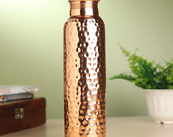 Hand-Hammered Pure Copper Water Bottle (900 ml) | Ayurvedic Drinkware