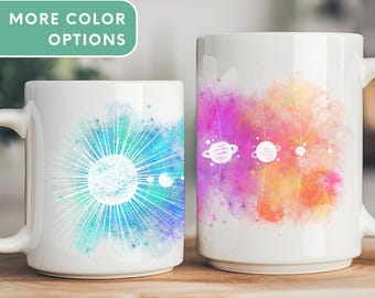 Taza de cerámica con nebulosa del sistema solar: un regalo único para los amantes del espacio.