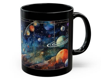 Taza Cosmos de Acuarela: Nebulosa, Estrellas, Planetas - Regalo para amantes del espacio