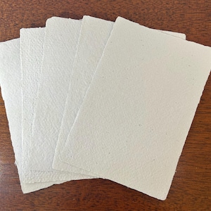 Handmade Recycled Paper Sheets [Pack of 5] - White, Deckled Edge, 4x6 in.