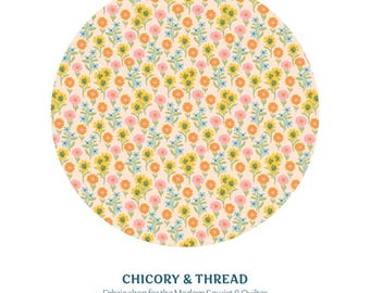 Ephemeral Blooms | Marigold | Maureen Cracknell | Art Gallery Fabric | Modern Fabric | Quilters Cotton | 1/2 yard | Plaid | Floral Fabric