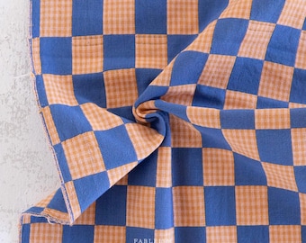 Checkmate Checkers - Royal | Fableism | Woven Cotton | Half Yard | yarn-dyed fabric