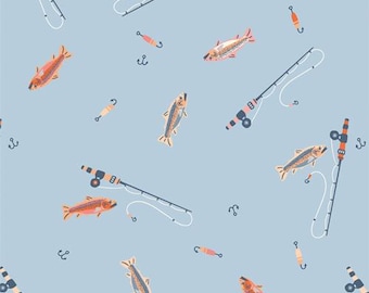 Perfect Catch Mist in Flannel by Maureen Cracknell | AGF | 1/2 yard