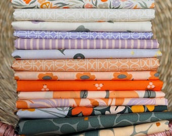 Tangerine by Art Gallery Fabrics l Orange l Lavender l Floral Fabric l Fat Quarter and Half Yard Bundle  l Quilting