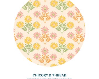 Tokenblooms | Marigold | Maureen Cracknell | Art Gallery Fabric | Modern Fabric | Quilters Cotton | 1/2 yard | Plaid | Floral Fabric