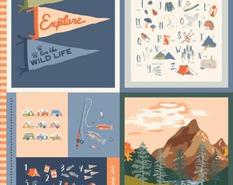 Never Stop Exploring 1 yard Panel - Happy Camper by Maureen Cracknell | AGF