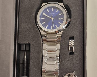 Luxury Business Men&#39;s Watch Gift Box Set Alta Qualidade Rose Gold Case Simples e Versátil Relógio de Quartzo Relogio Masculino