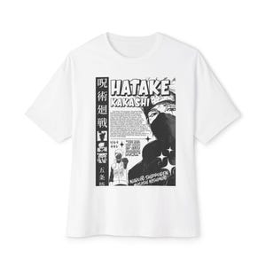 Kakashi Inspired Unisex Oversized Boxy Tee, Cool Graphic Tee, Anime T-Shirt, Casual Streetwear, Gift for Anime Fans, Manga Apparel