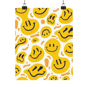 Happy Smile Matte Vertical Poster, Cheerful Wall Art, Home Decor, Gift for Friends, Yellow Smiley Design, Positive Vibes