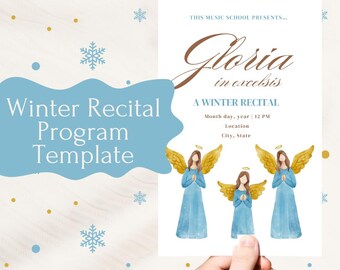 Angel Winter Recital Program Template— Editable in Canva
