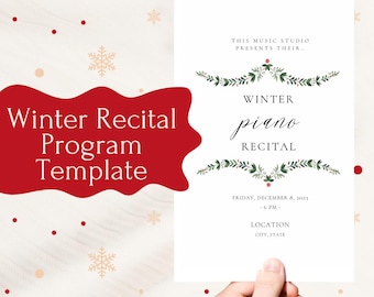 Winter Piano Recital Template— Editable in Canva