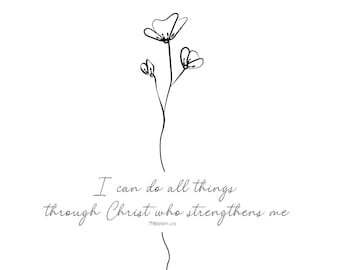 Philippians 4:13 Bible Verse Wall Art, Digital Download, Printable Art, PNG, JPEG, PDF Print
