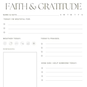 Simple Faith & Gratitude Journal Printable, Digital Download, Faith Inspired Journaling, PDF,Jpeg