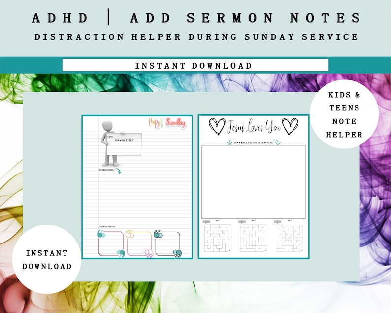 ADD ADHD Note Taking for Distraction Help Sunday Service Sermon Note