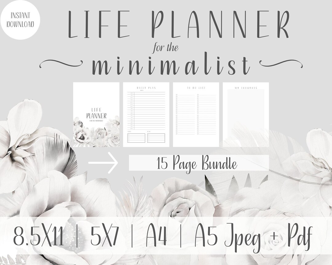Life Planner for the Minimalist | Instant Download Printable Journal ...