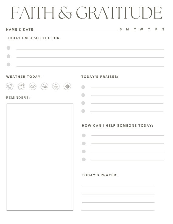 Simple Faith &amp; Gratitude Journal Printable Digital Download - Etsy