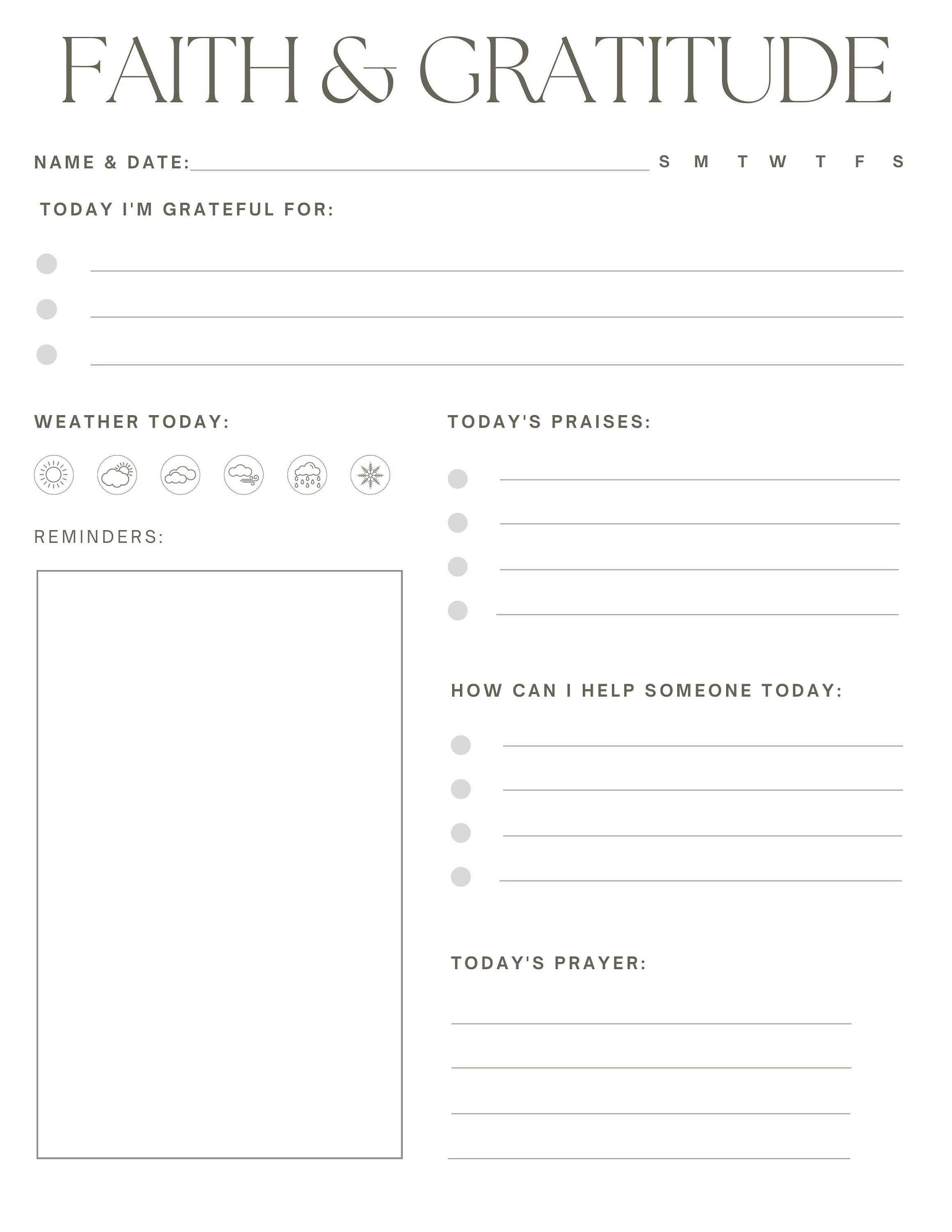 Simple Faith & Gratitude Journal Printable, Digital Download, Faith 