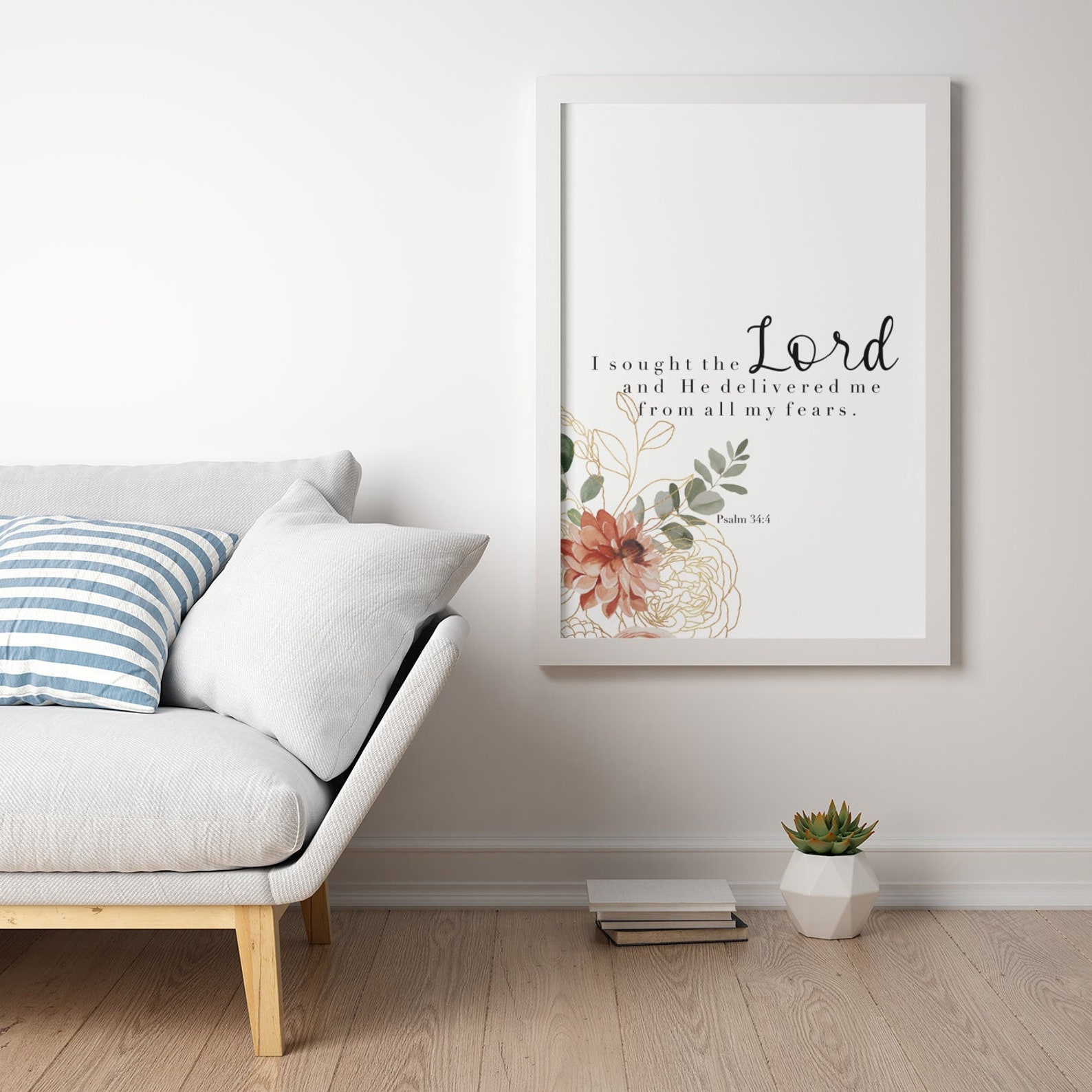 Psalm 34:4 Bible Verse Wall Art, Digital Download, Printable Art ...