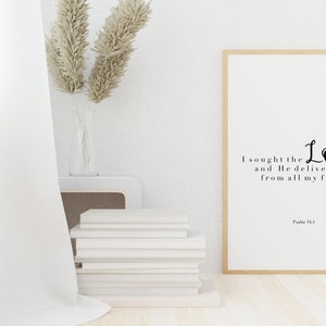 Psalm 34:4 Bible Verse Wall Art, Digital Download, Printable Art ...