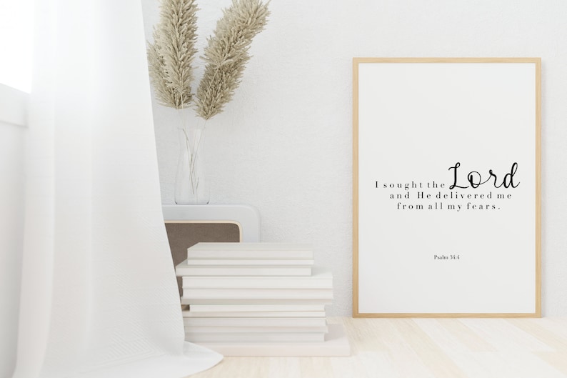 Psalm 34:4 Bible Verse Wall Art, Digital Download, Printable Art ...