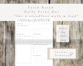 Christian Faith & Gratitude Journal Printable | Daily Prayer Reflection Planner | PDF JPEG Download
