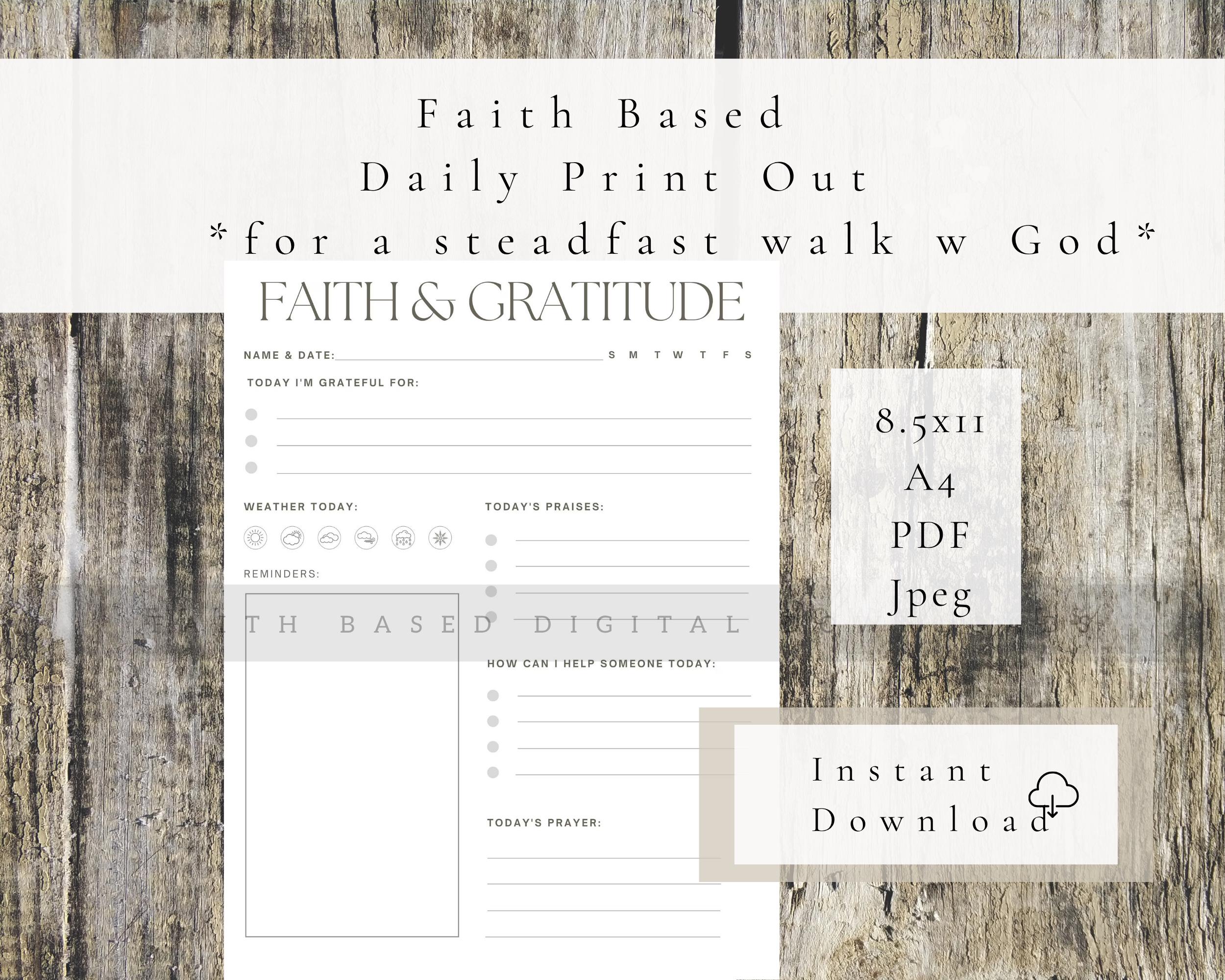 Christian Faith & Gratitude Journal Printable | Daily Prayer Reflection ...