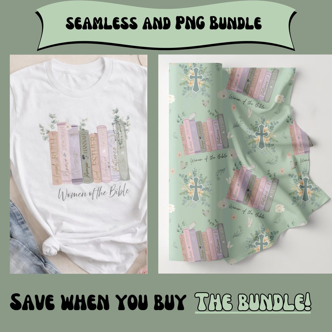 Women of the Bible Book Stack PNG | Pastel Christian Faith Seamless ...
