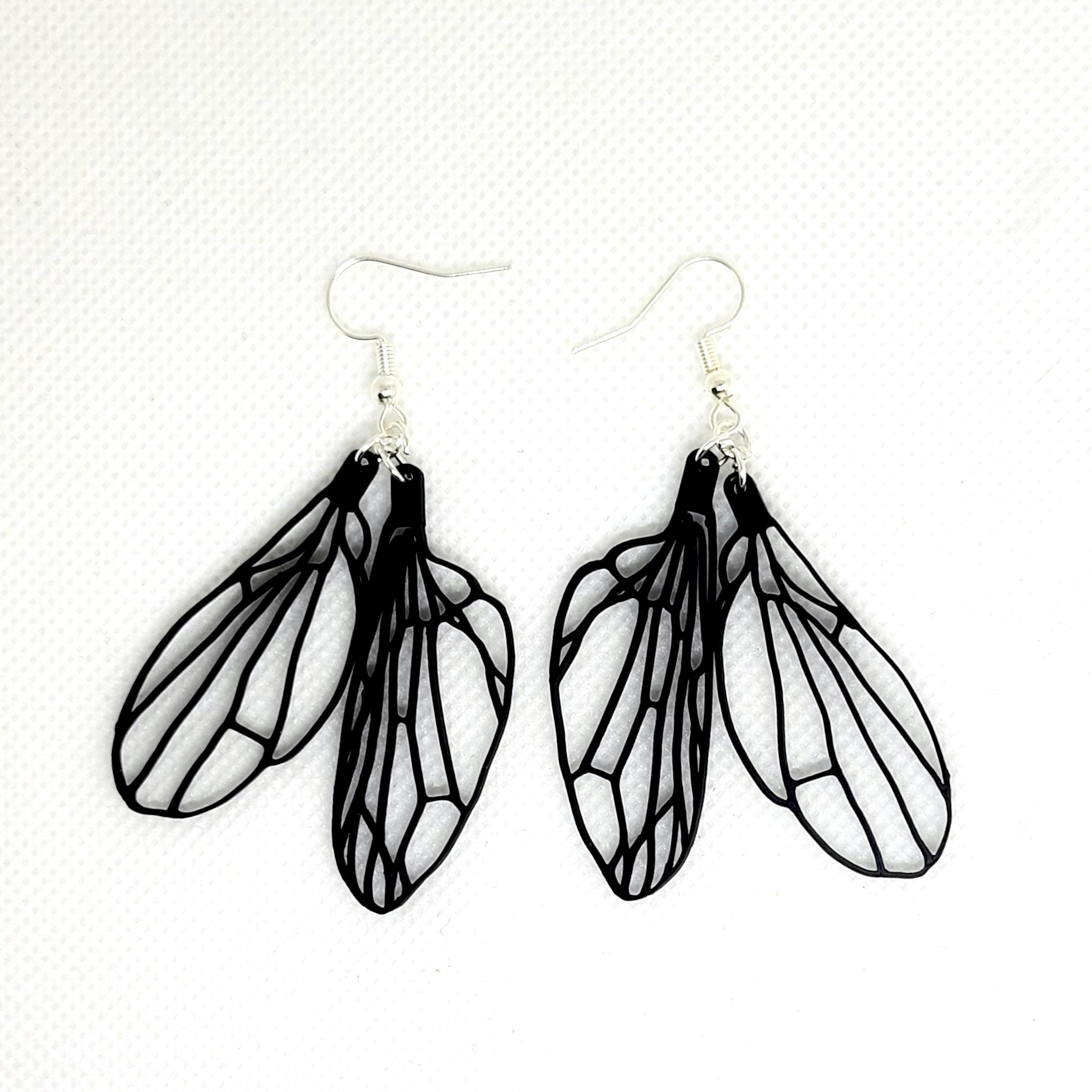 Bumble Honey Bee Wings Model Earrings Pair