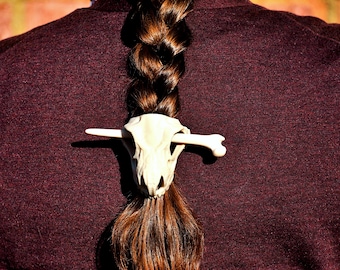 T-Rex Dinosaur Skull Hair Piece with Bone Stick