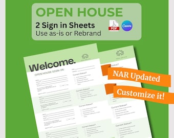 Open House Sign-in Sheet Editable Canva Template Custom Realtor Marketing Open House Supplies Real Estate Open House Sign in Sheet Marketing