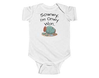 Grappige baby-illustratie, romper voor baby's | "Sorry, ik ben alleen maar gewonnen" babyrompertje