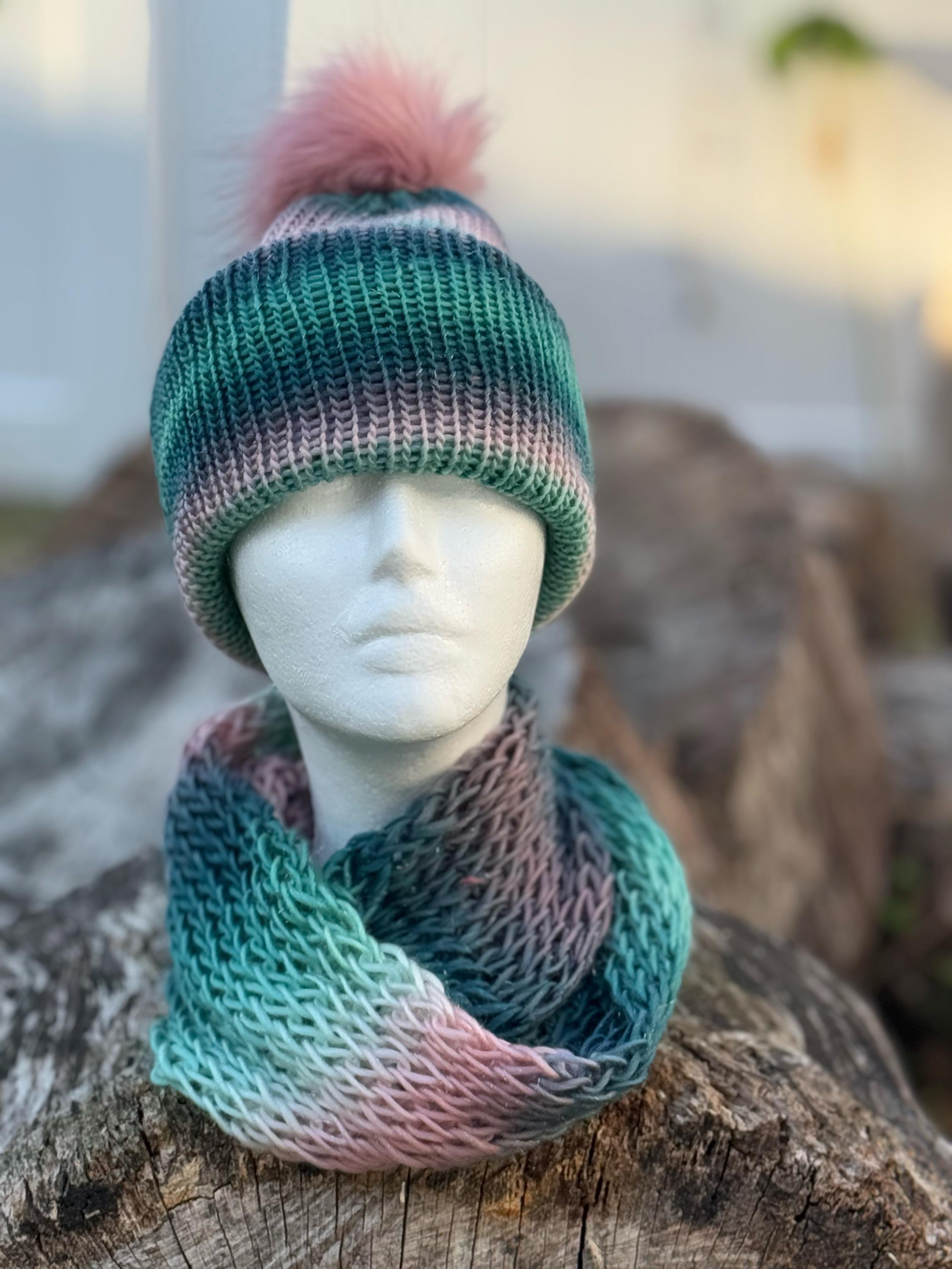 Knitted Winter Hat and Infinity Scarf Set, Acrylic Blend - Etsy display picture 3