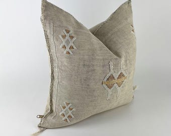 Beige Moroccan Cactus Silk Pillow ALL SIZES
