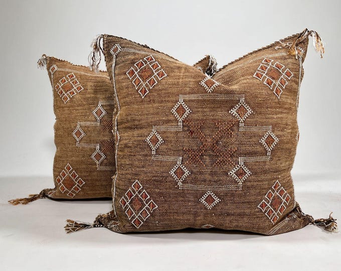 Featured listing image: Camel Brown Moroccan Cactus Silk Pillow ALL SIZES