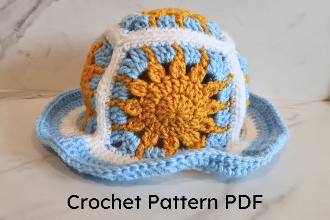 Sun Granny Square Bucket Hat Crochet Pattern - Etsy