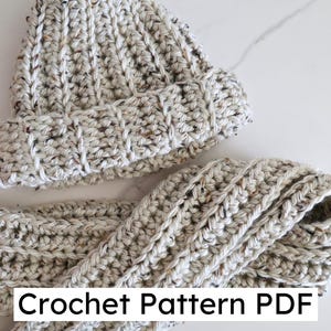 Hat and Scarf Ribbed Winter Set Crochet Pattern
