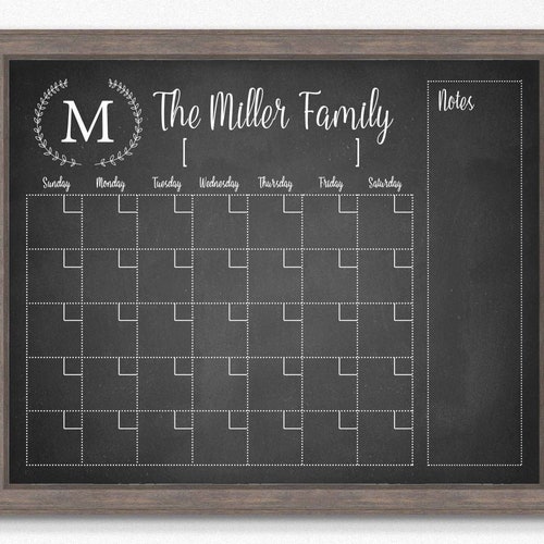Chalkboard Calendar Printable-chalkboard Dry Erase-cutomizable - Etsy
