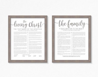 LDS The Living Christ and Family Proclamation Printable-Choose your Sizes-Digital Files-Grey Text