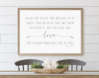 Wash the Plate-Mother Teresa-Inspirational Quote-Printable-Instant Download-Multiple Sizes-Farmhouse Style-Kitchen Decor-Kitchen Print