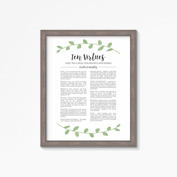 Ten Virtues-Gordon B. Hinckley-Stand for Something-Family Proclamation-Living Christ-Instant Download Printable-LDS