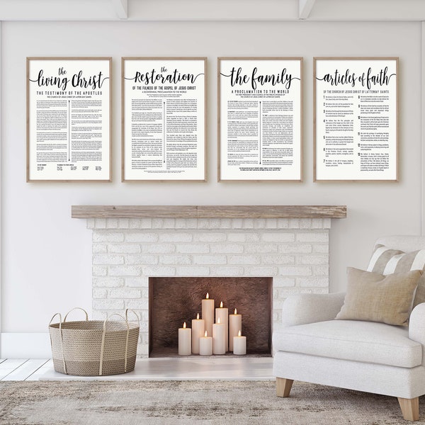 Family Proclamation-Living Christ-Articles of Faith and NEW Bicentennial Restoration Proclamation set-Multiple Sizes-Digital Files-printable