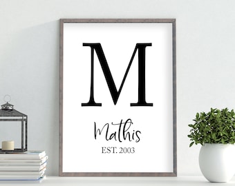 Customized Monogram Name Printable-Digital File-Last Name Wall Art-Wedding Gift-Family Name Poster-Home Decor