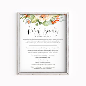 Relief Society Declaration Poster printables-Mulitple Sizes Included-Instant Download-8 printable sizes for Posters, Gifts or Handouts